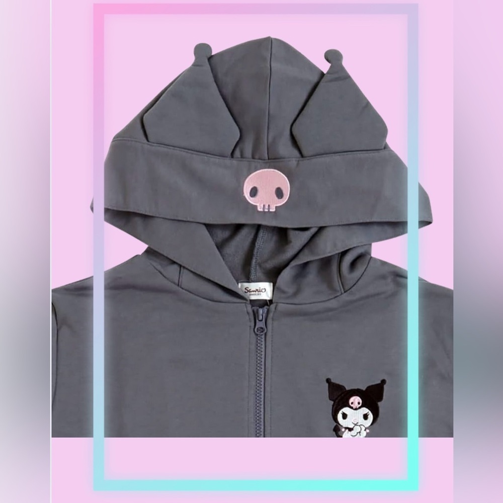 Sanrio Kuromi Gray Zip Up Sweater - Picture 2 of 9